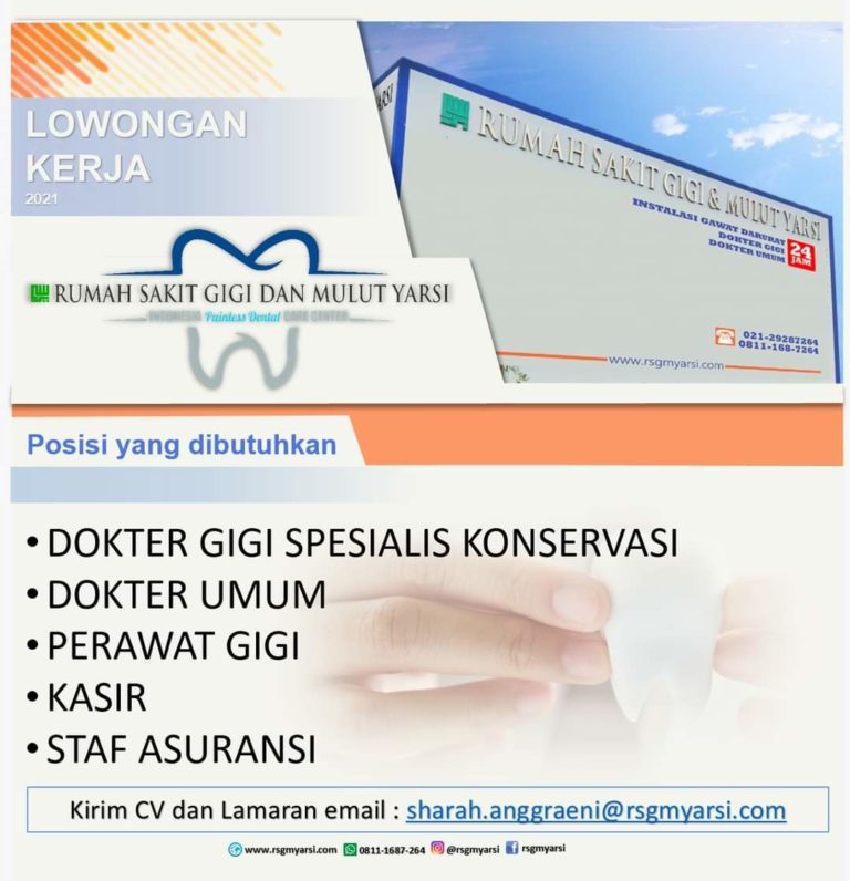 Lowongan Kerja di Rumah Sakit Gigi dan Mulut Yarsi Tahun 2021 – Alumni